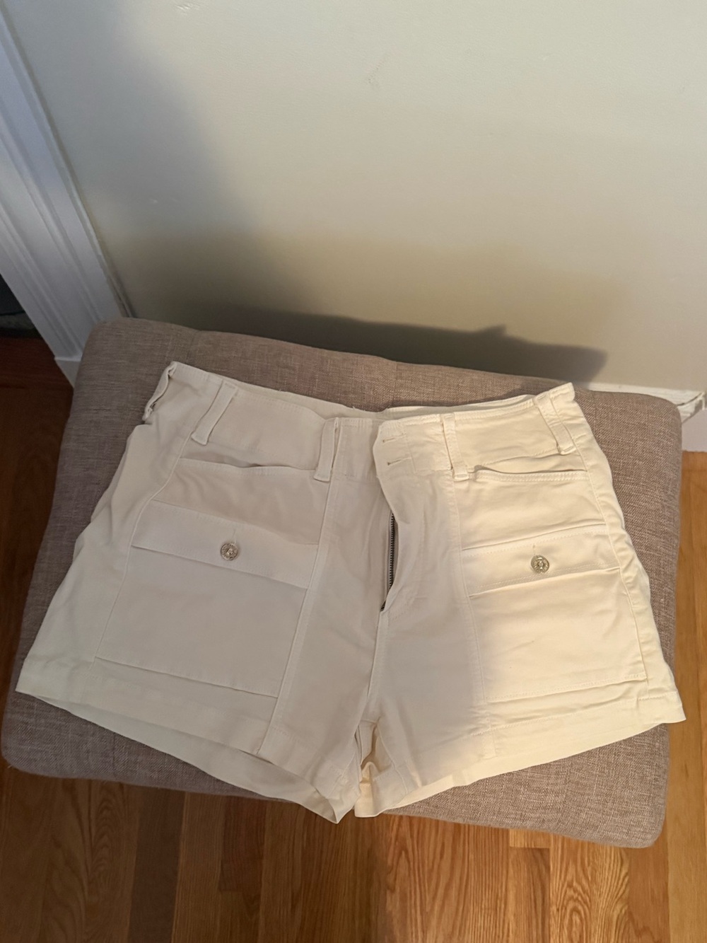 PAIGE Cream White Jean Shorts
